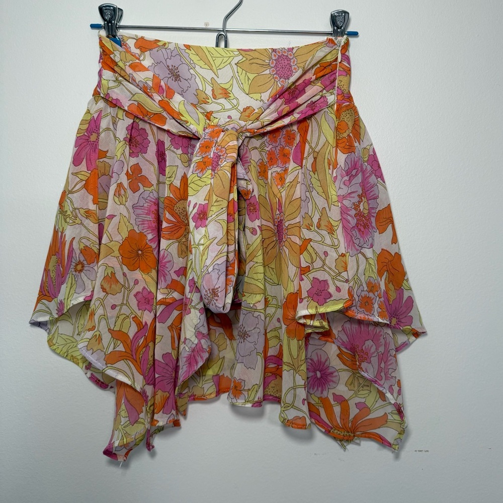 Forever 21 Floral Mini Skirt - Pink and Orange